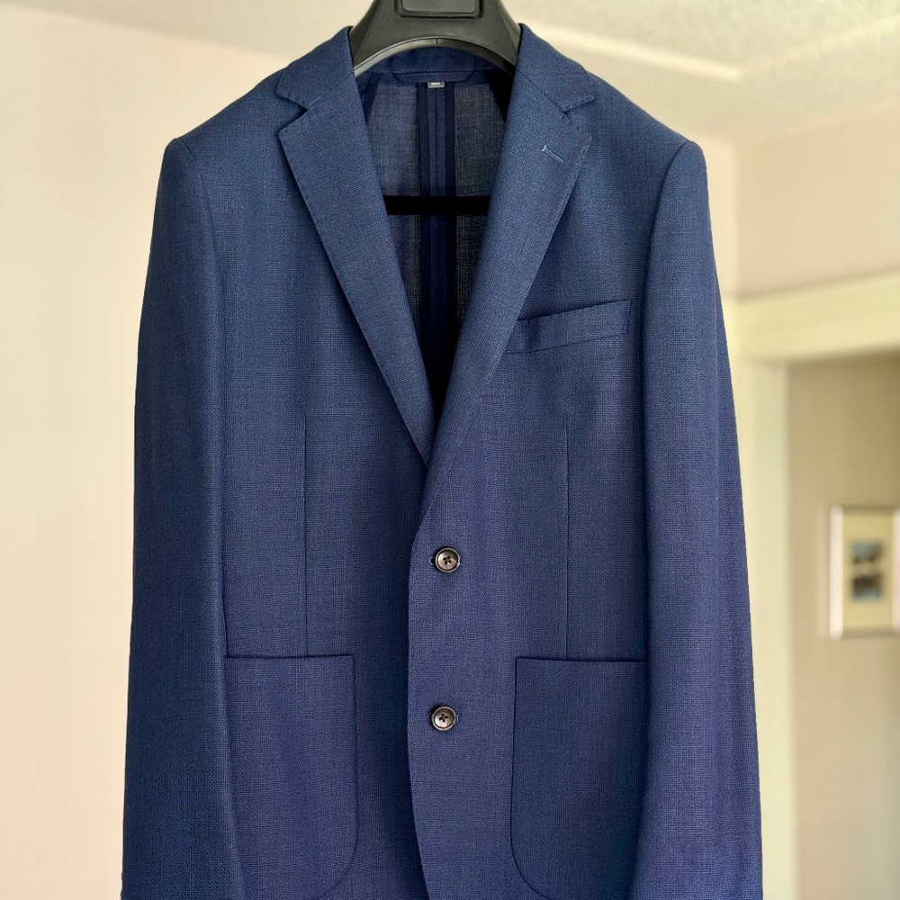 unstructured italian navy wool blazer Bonobos 36R